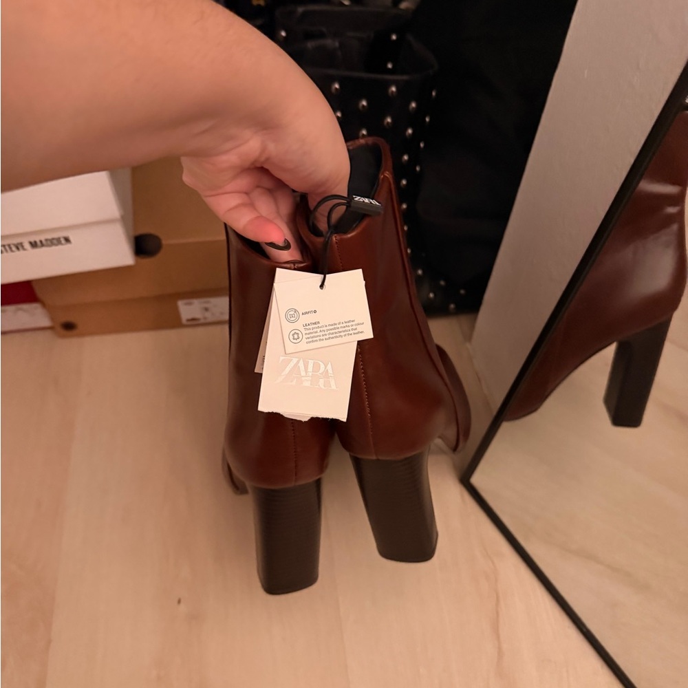 Brown Leather Ankle Boots - Picture 4 of 5
